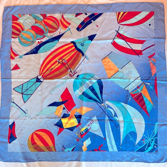 100% Authentic Hermes Silk Scarf “Les Folie Du Ciel II” - Picture 1 of 4